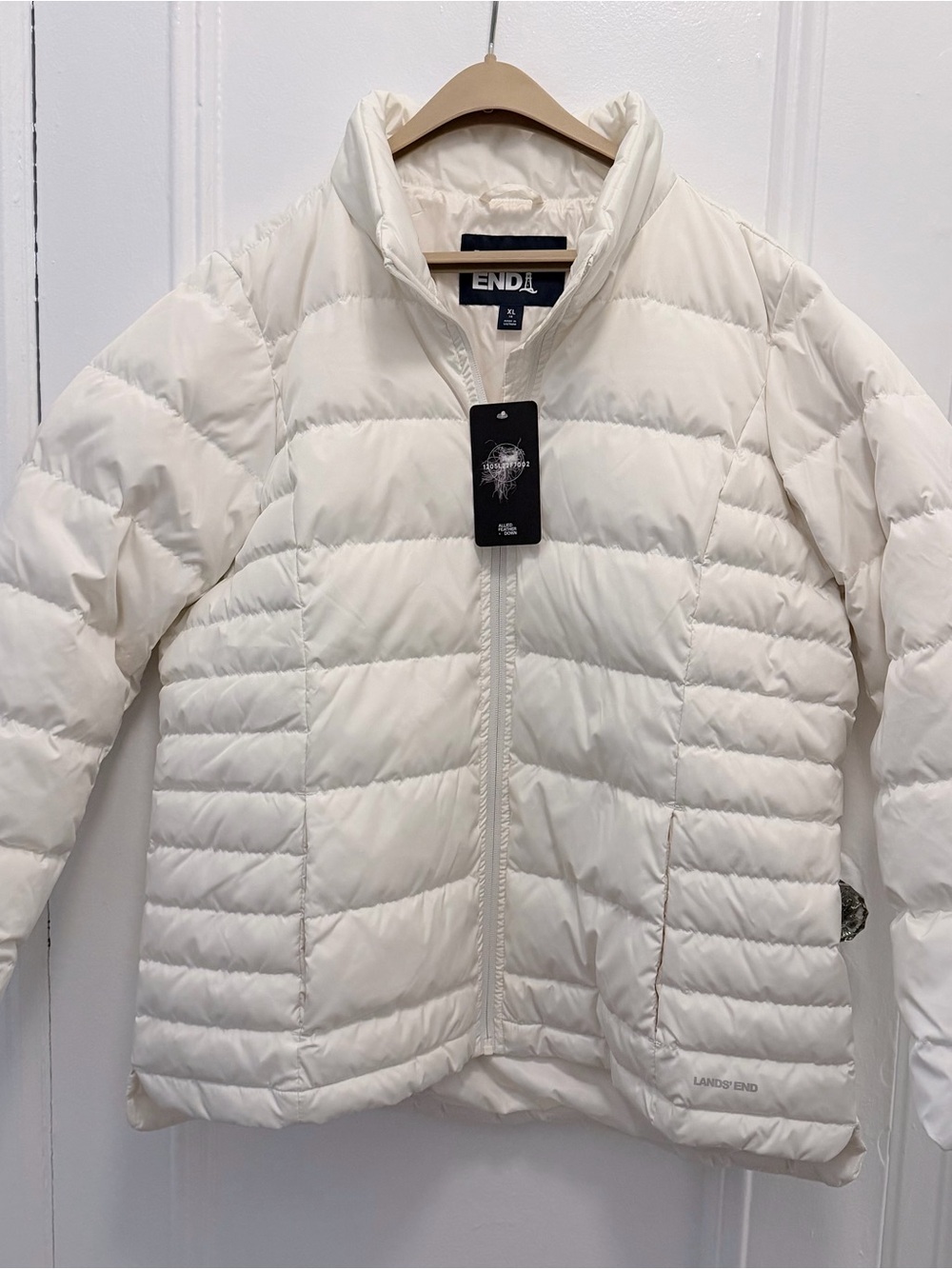 Lands' End Quilted Lightweight Puffer Jacket - Winter White NWT